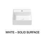 Vasque lavabo design carré, à poser, Couleur blanc mat, Finition lisse, Solid-Surface, Taille : 36 x 36 x 10,5 cm - Stock disponible ! LIVRAISON OFFERTE